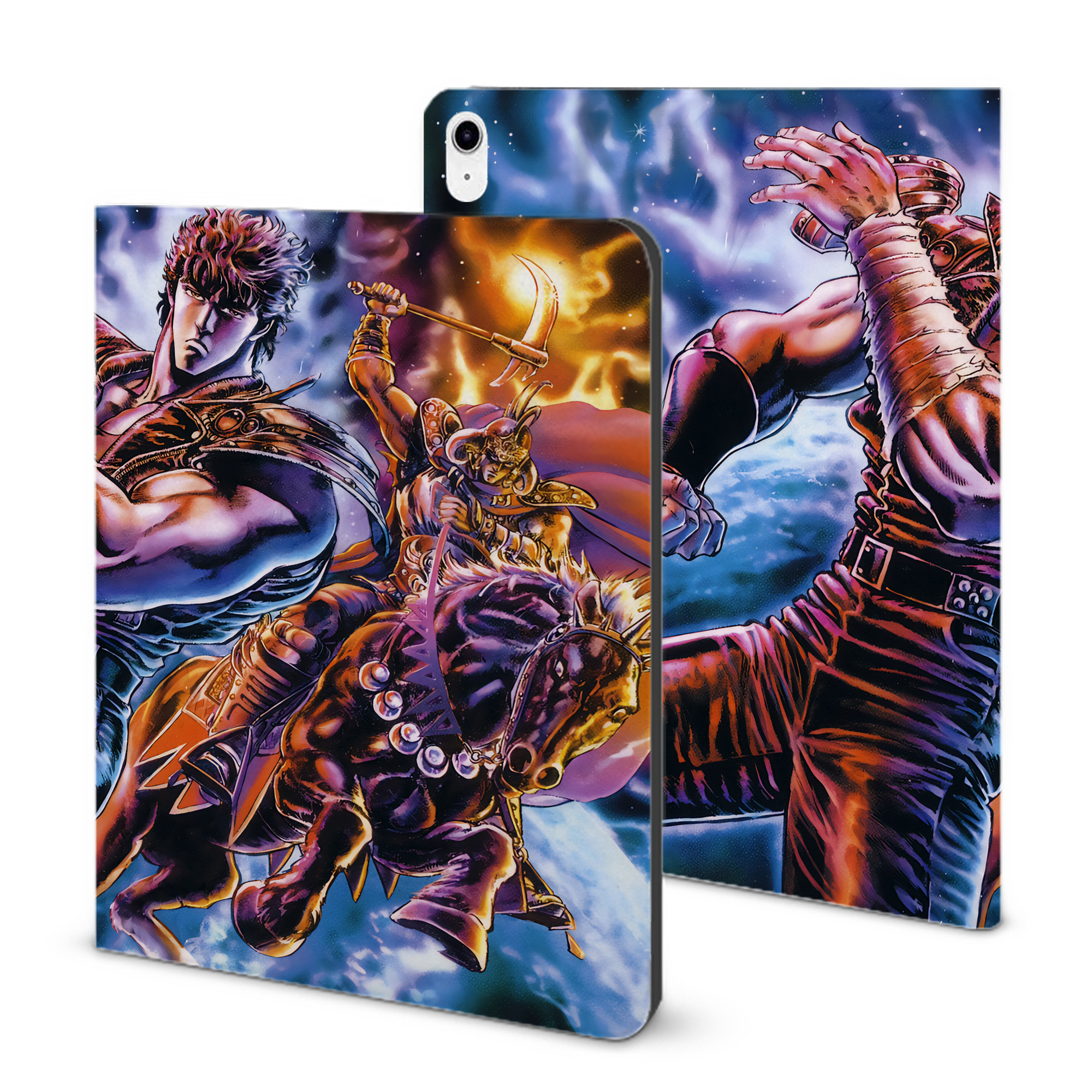 （画像用） 北斗の拳 Fist of the North Star IPad ケース ブック型 PUレザー TPU 耐衝撃 軽量 薄型 ペン収納なし 全面保護 IPad 各モデル対応